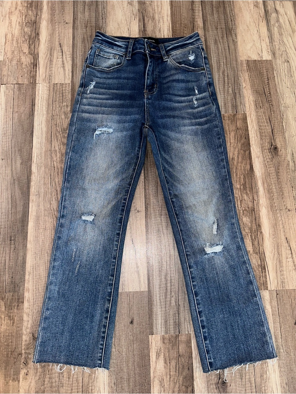 Risen Jeans Women's High-Rise Distressed Cropped Jeans - Dark Blue